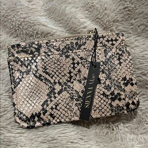 Pink Snake-Print Wristlet Wallet